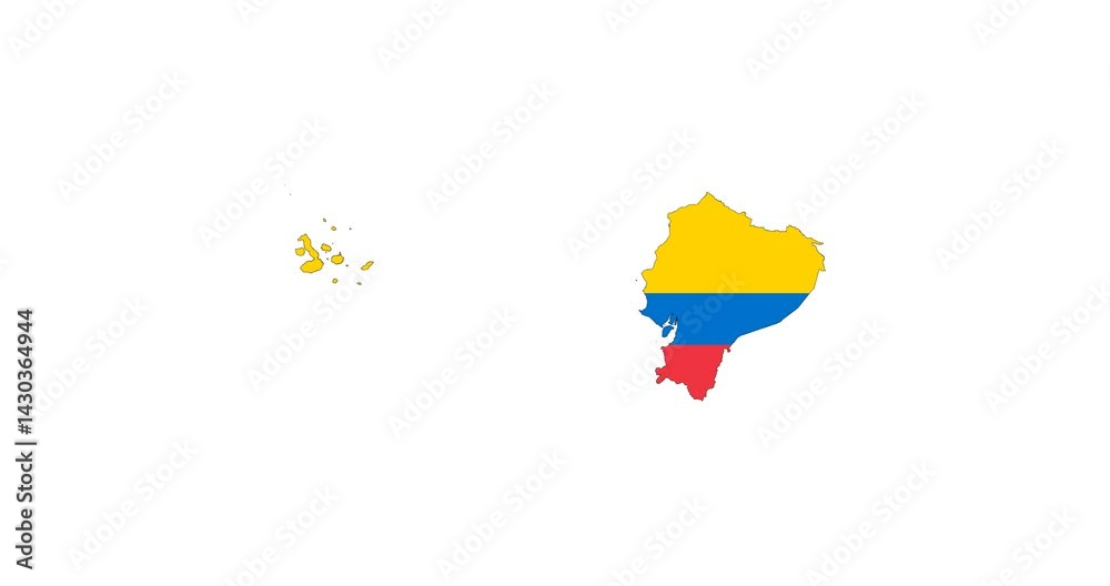 Ecuador outline map animation with flag colors