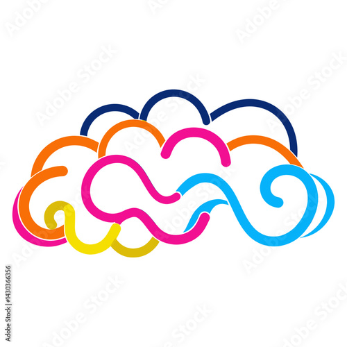 Line drawing cloud colorful design art vector