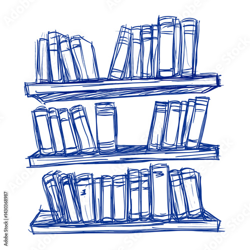 Outline of a Bookshelf drawing bookshelf shelves vector