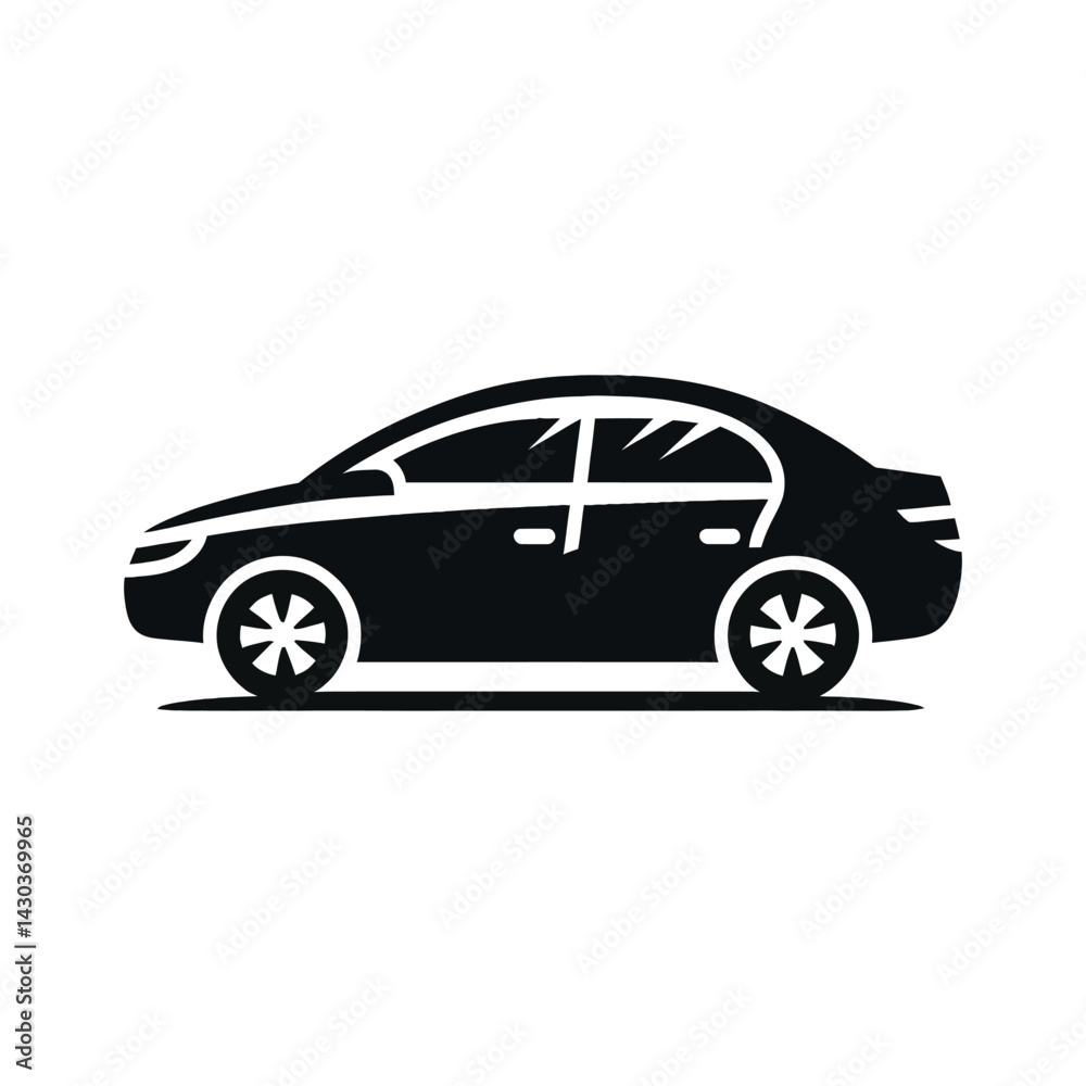 Fototapeta premium car icon on white background, black silhouette