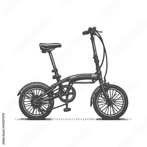 Vintage Hand-Drawn Bicycle Side View Illustration – Outdoor Adventure Engraved Style Vector for T-Shirts, Posters, Stickers, and Cycling Gear Apparel