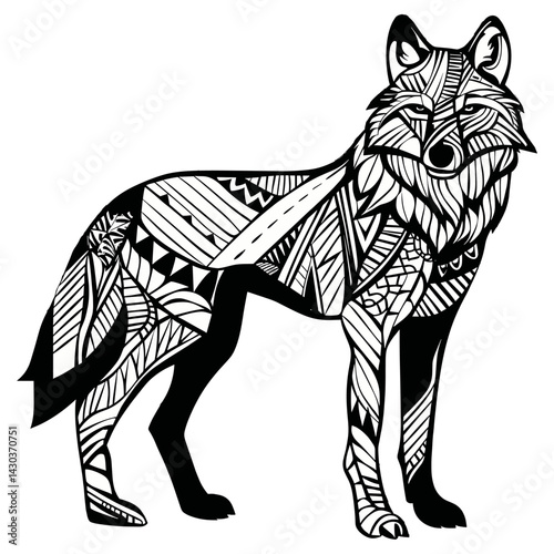 Zendoodle wolf illustration drawing animal vector