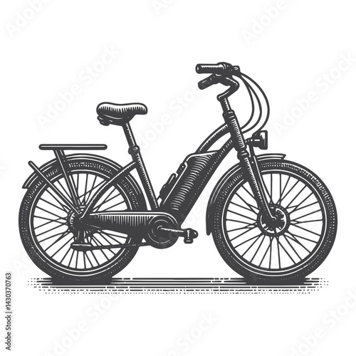 Vintage Hand-Drawn Bicycle Side View Illustration – Outdoor Adventure Engraved Style Vector for T-Shirts, Posters, Stickers, and Cycling Gear Apparel