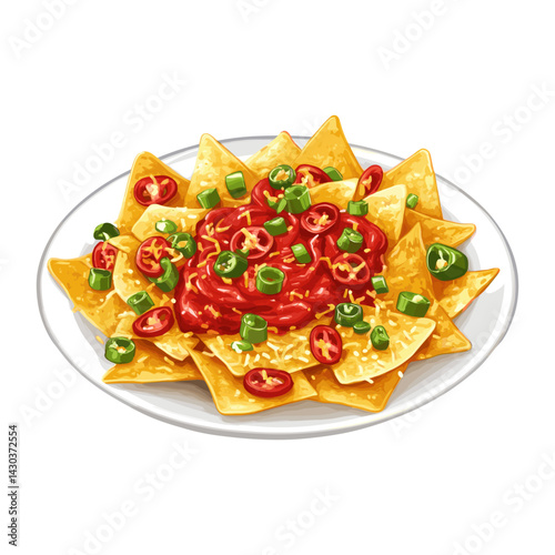 Background white cheese nachos plate illustration vector