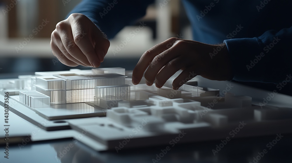 Architect Working on a Building Model Architect Working on a Building Model