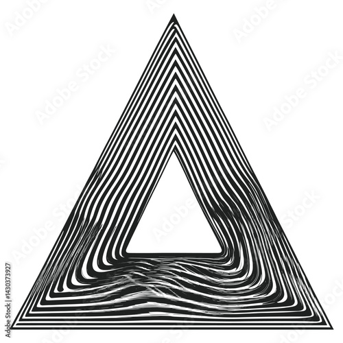 Triangle flat line illusion lines black white vector