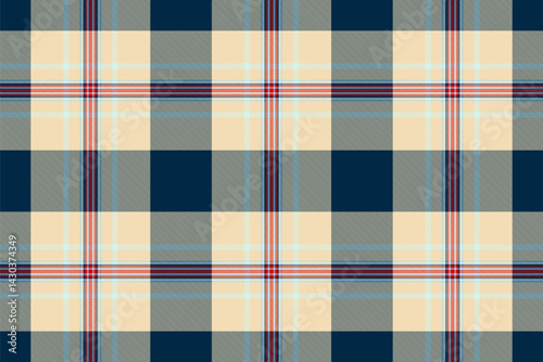 Elegant cream, navy, and muted red plaid pattern.  Perfect for textile design, fashion, or website backgrounds.  Subtle texture adds visual interest.  Represents sophistication and timeless style.