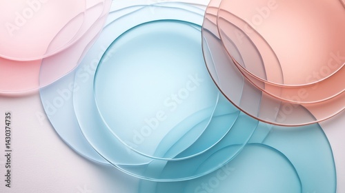 Pastel Glass Plates Arrangement on White Background