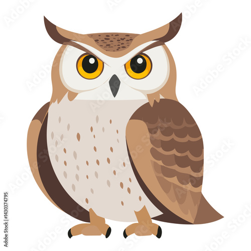 Vector illustration of Great Horned Owl owl cartoon bird vector
