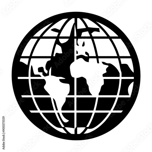 Globe black white icon vector
