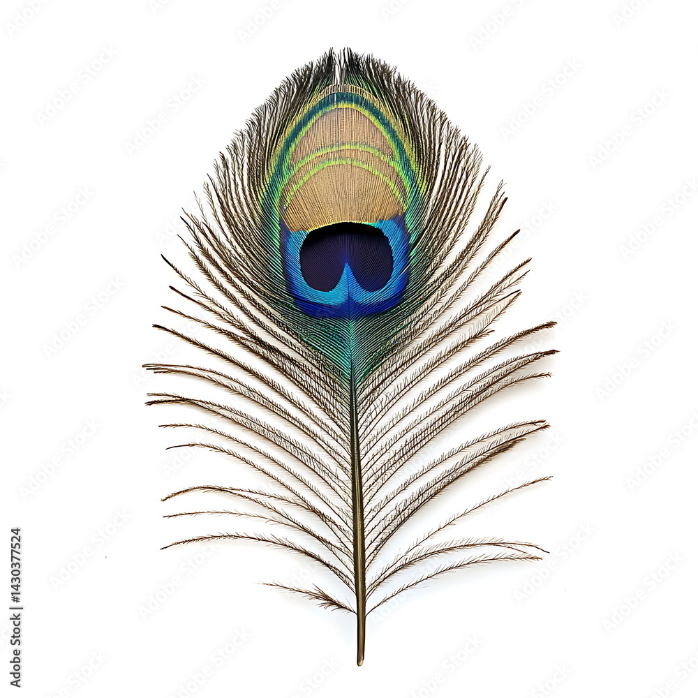 Obraz premium peacock feather on white background