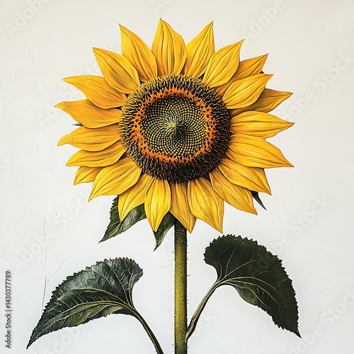 a sunflower on white background