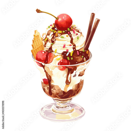 Ice Cream Sundae sundae cream illustration vector