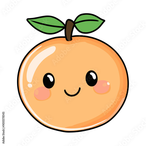 Peach adorable orange kawaii vector