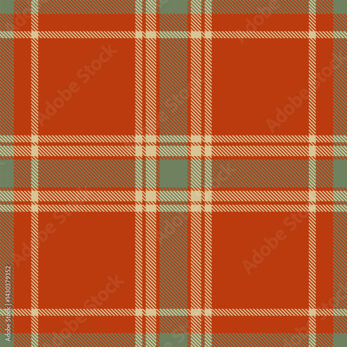 Elegant autumnal plaid pattern in warm red, muted green, and cream.  Perfect for fallthemed designs, textile prints, or website backgrounds.