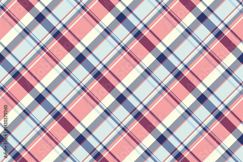 Ornamental texture pattern plaid, installing tartan vector fabric. Stitch textile seamless background check in red and pastel colors.
