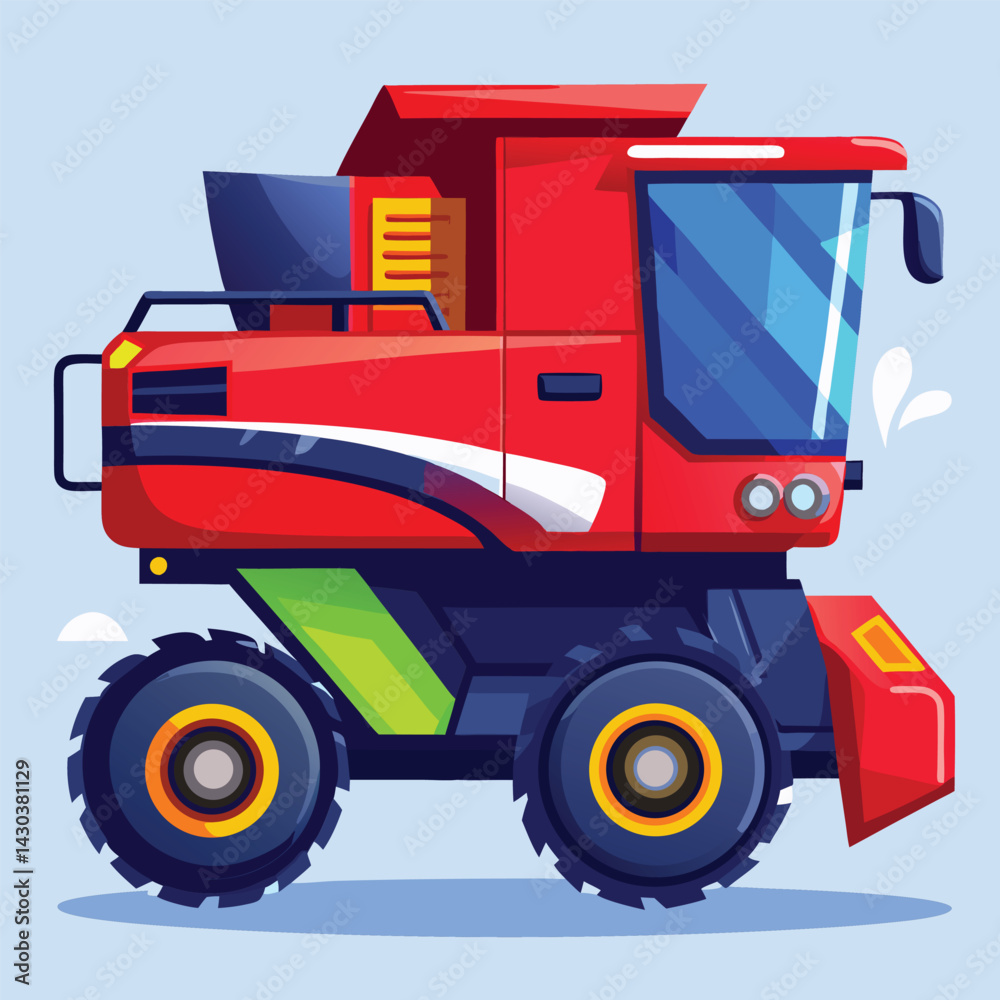 Naklejka premium Farm harvesting vehicle harvester vector illustration graphic design