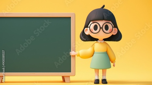 girl with blackboard