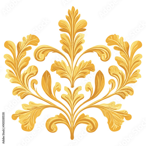 Gold decorative Greek oak leave border graphics pattern floral vector