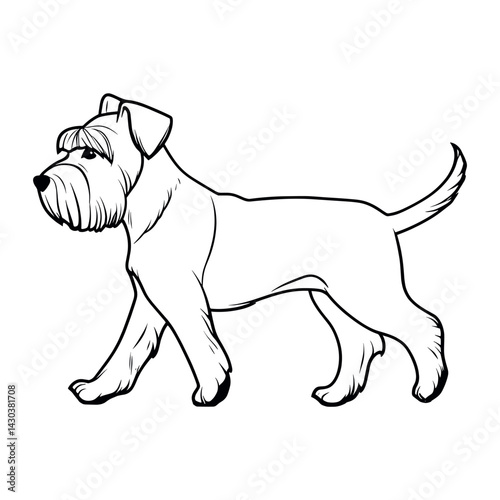 Miniature schnauzer dog drawing art walking vector