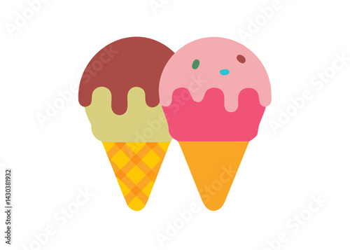 A simple icon of ice cream. Illustration. Summer.