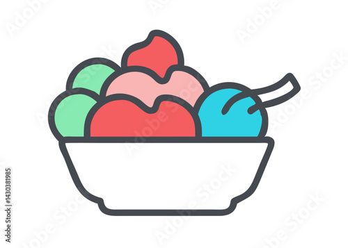 A simple icon of ice cream. Illustration. Summer.