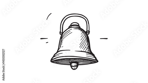 Alarm Bell line art drawing of classic emergency warning device