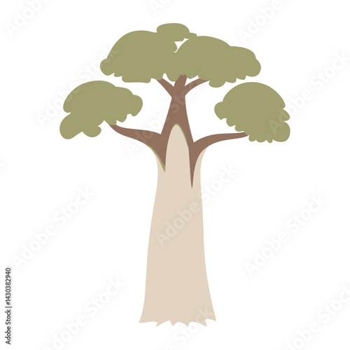 Baobab tree illustration minimalist art vector