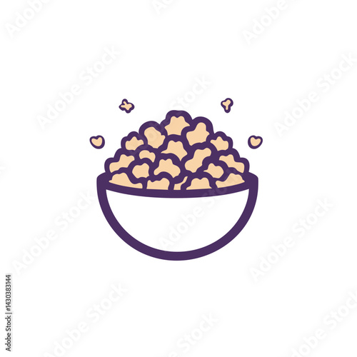 Bowl of Popcorn with Whimsical Puffs Floating Above