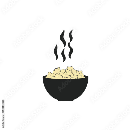 Bowl of Popcorn with Steam Rising Illustration on a Light Background