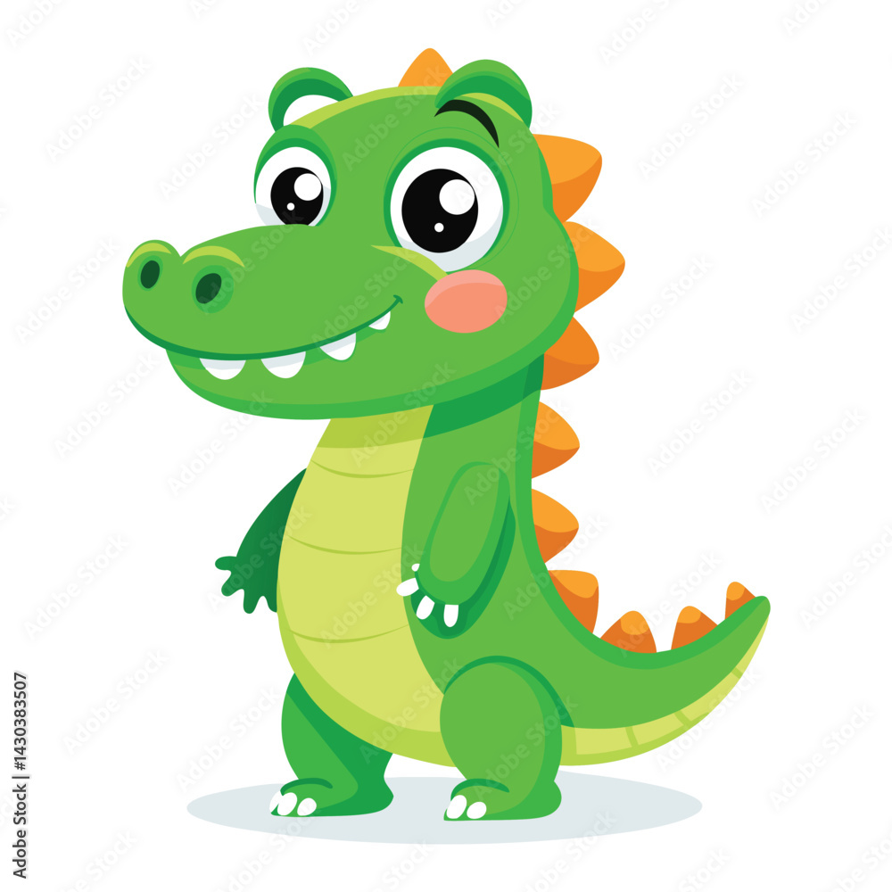 Naklejka premium Happy green cartoon crocodile or alligator Vector clip art
