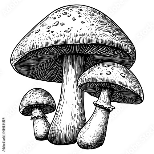 Mushrooms art drawing fungus vector