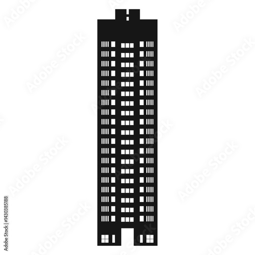 Tall modern skyscraper facade architecture illustration silhouette vector