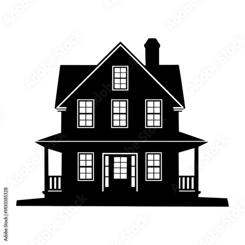 American suburb house architecture silhouette building vector
