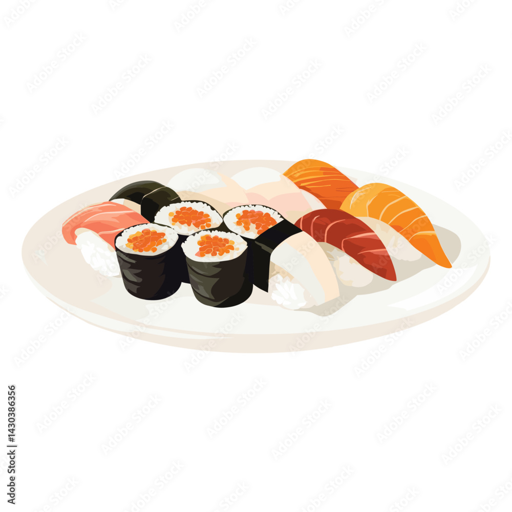 Nigiri in a plate illustration nigiri sushi vector