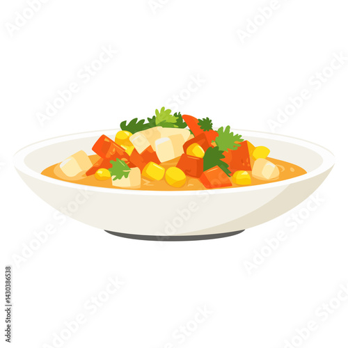 Pisto in a plate illustration food meal vector