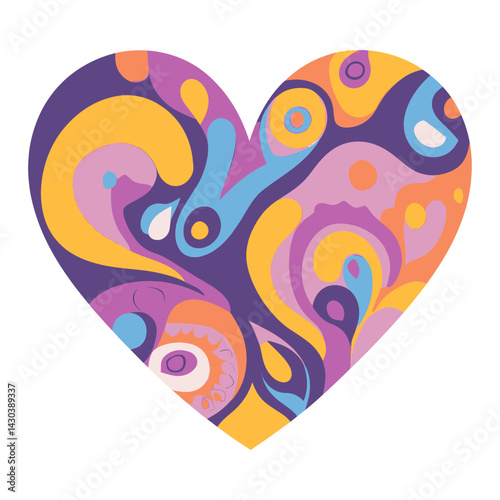 Carttoon heart icon pattern illustration psychedelic vector
