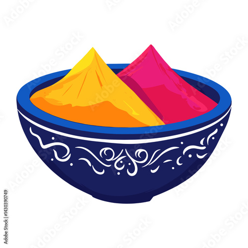 Bowl with powder colors powders traditional celebration vector