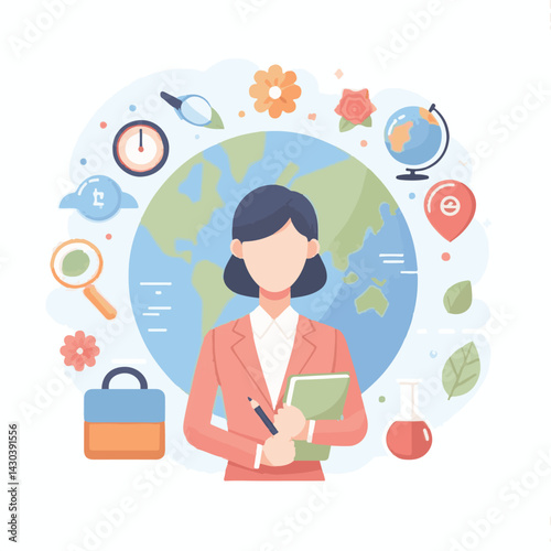 education, school, teacher, background, world, knowledge, celebration, vector, happy, design, student, illustration, text, day, international, card, banner, learn, book, poster, creative, college, gre