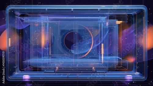 Abstract 3D Illustration of Geometric Shapes and Light, Futuristic Technology Concept. Perfect for tech backgrounds, presentations, and digital art.