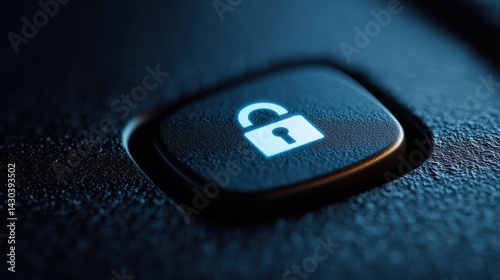 Obraz na płótnie Close-up of an unlocked padlock icon on a keyboard, symbolizing security and digital access. w salonie