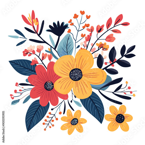 Floral element colorful flowers colors vector