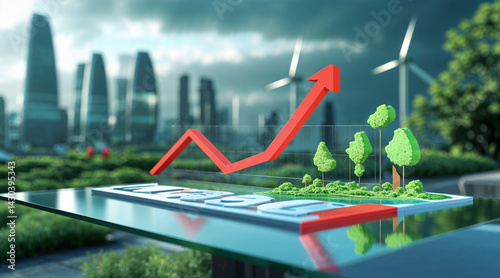 Red financial chart with a 3d down arrow illustrates a business market in decline, showing a graphic representation of stock money loss