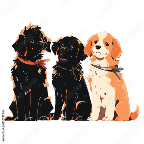 Four dogs illustration puppies animals vector