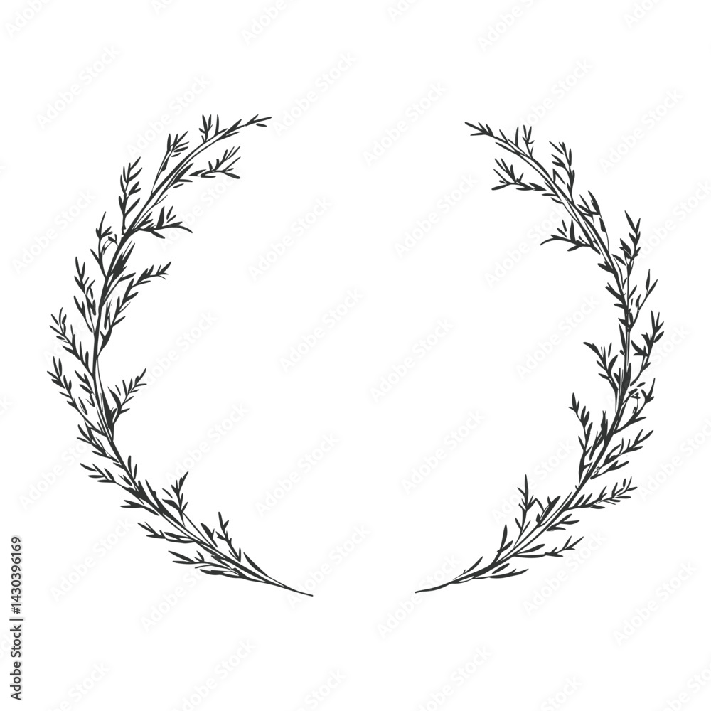 Naklejka premium A minimal line frame botanical element sketch vector