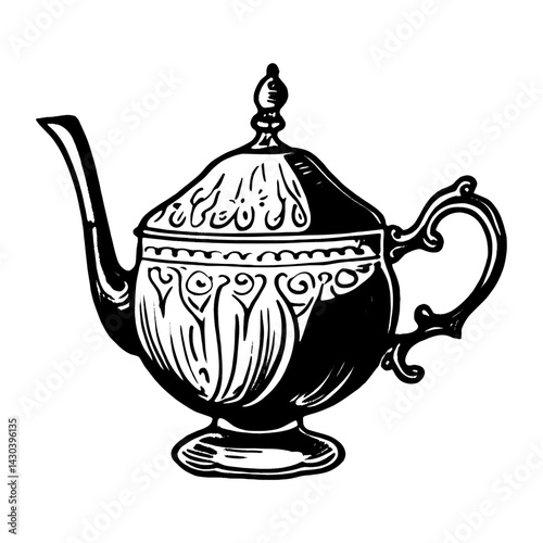 Hand drawn individual Teapot and teacup teapot cookware pottery vector