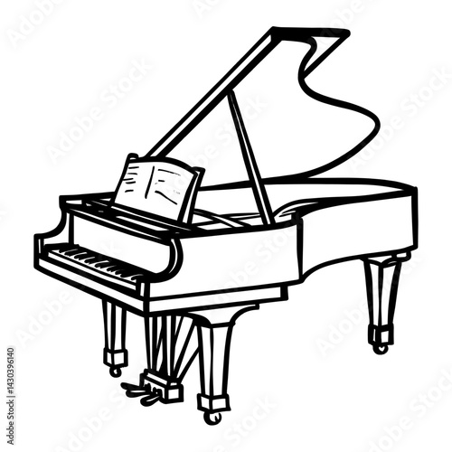 Hand drawn individual Grand piano elegant grand black vector