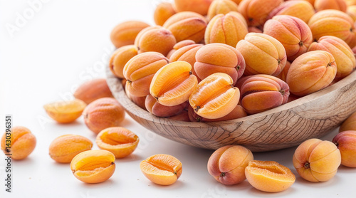 Dried fruit snack with healthy nuts and almonds closeup on white