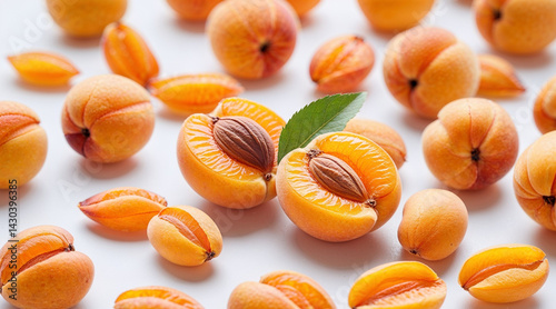 A close-up shows a pile of orange and yellow pills isolated on white, suggesting vitamins for a healthy diet