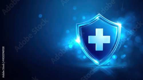 Obraz na płótnie A blue shield with a cross on it and the word protection w salonie